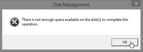 there is not enough space on the disk to complete this operation