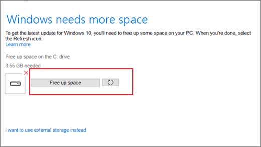 Fix not enough space for Windows update error