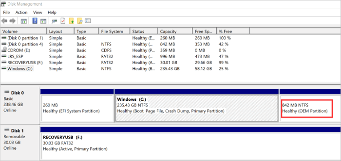 how to deleted OEM partition