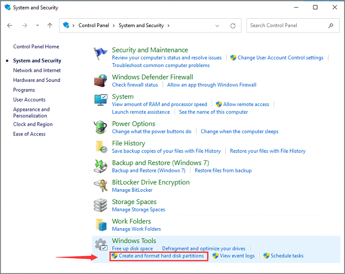 open disk management from control panel