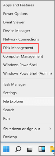 open disk management shortcut