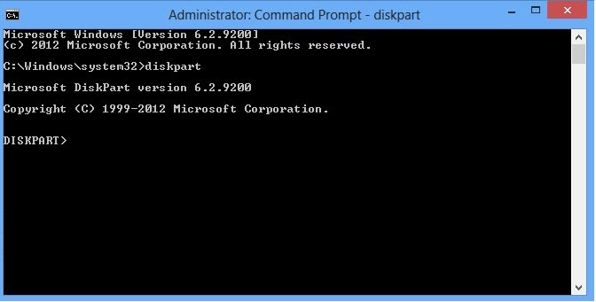 Open DiskPart Windows 8