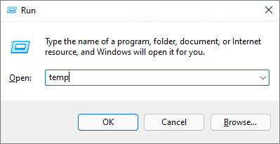 Open temp files in run box