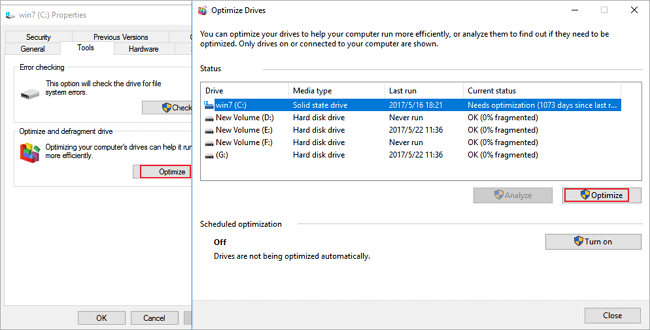 optimize hard disk