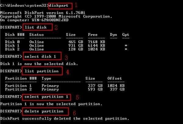 partition delete cmd