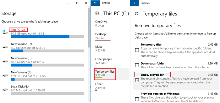 permanently delete files from recycle bin