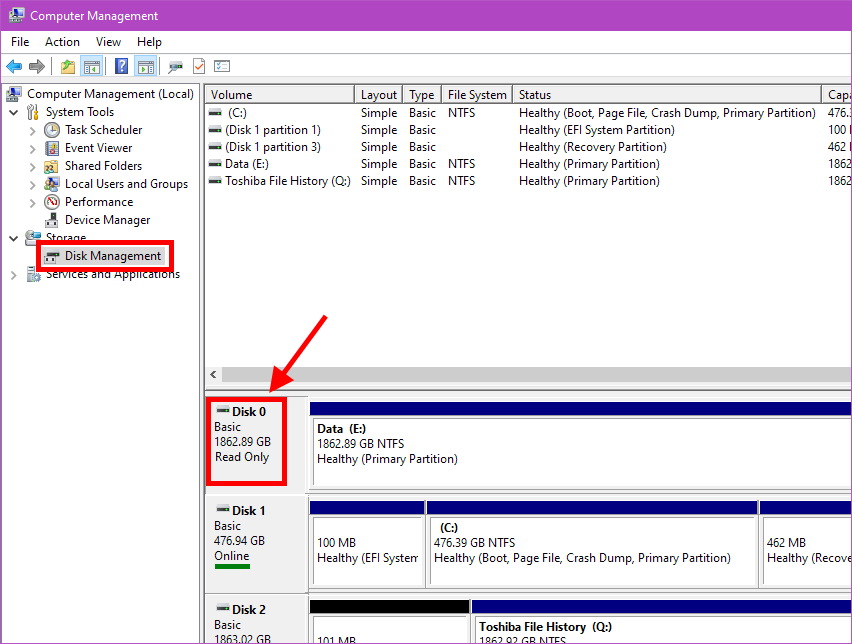 scenario disk shows read only