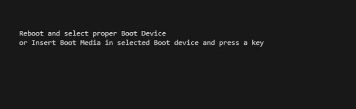 reboot and select proper boot device error