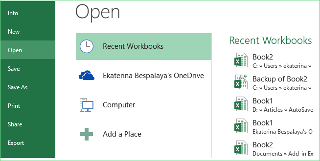 recover unsaved excel file step 1