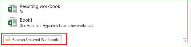 recover unsaved excel file step 2