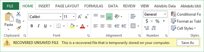 recover excel from autorecover step 3