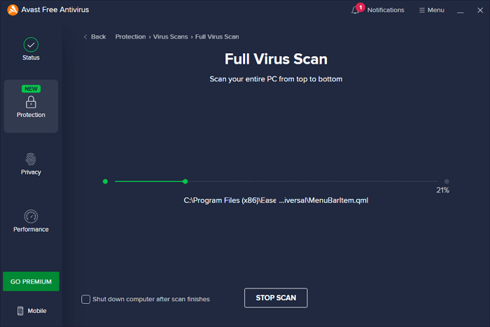 Remove virus with antivirus