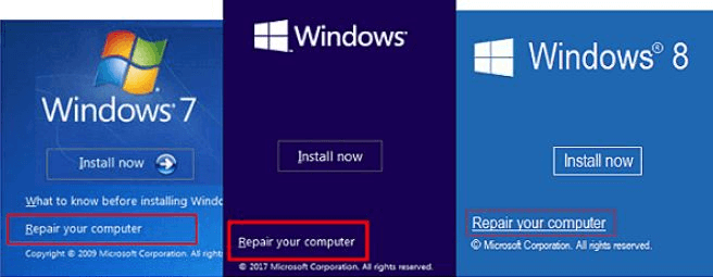choose repair your computer