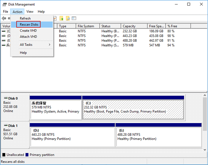 rescan disk management