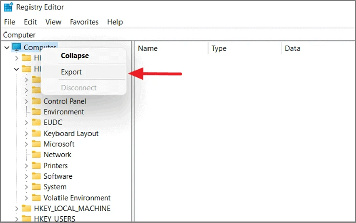 restore a backup registry file