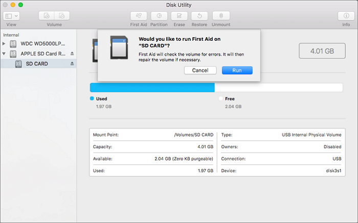 run First Aid to repair disks