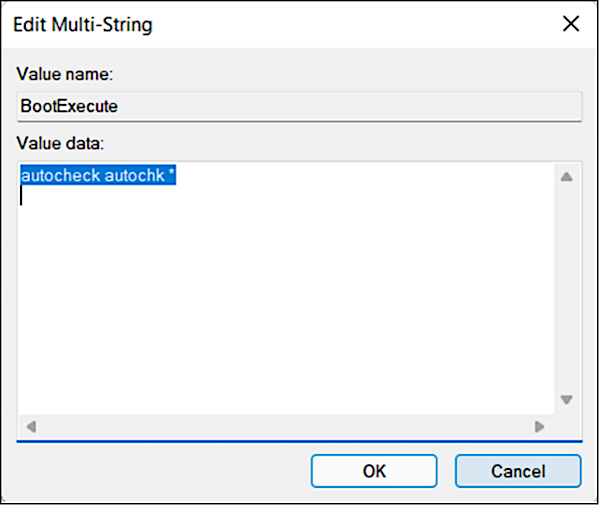 delete all except autocheck autochk as shown in the figure