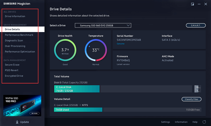 samsung data magician function