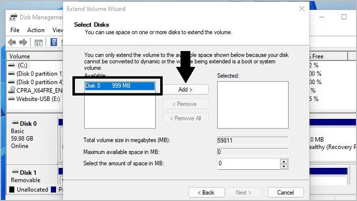 add volume to extend c drive Windows 11
