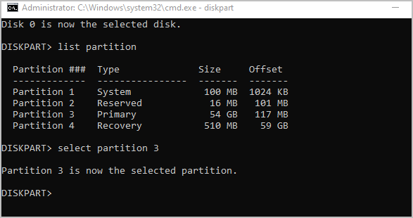 select c primary partition