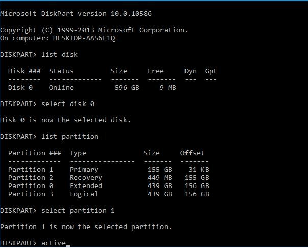 fix we couldn't create a new partition or locate an exising one using diskpart