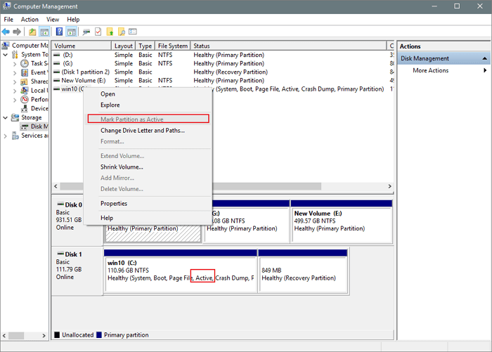 set as active to fix the system cannot find the file specified