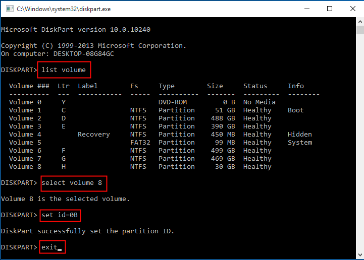 set partion type id