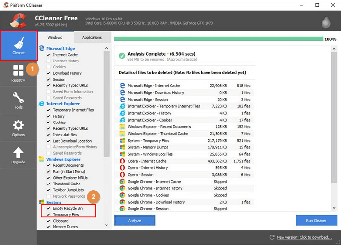 Select files to shred