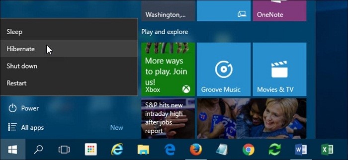 Windows 10 sleep and hibernating options