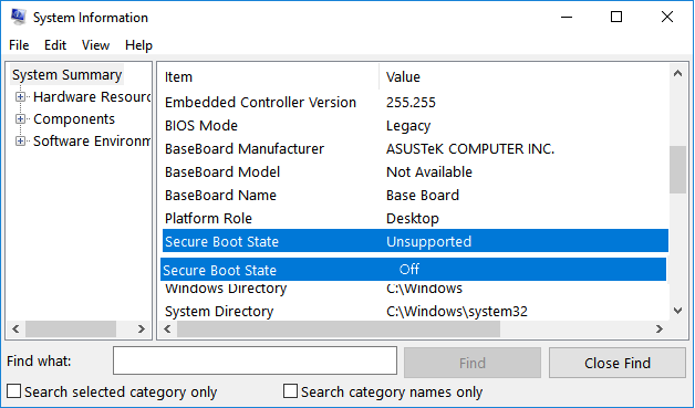 Check secure boot support state