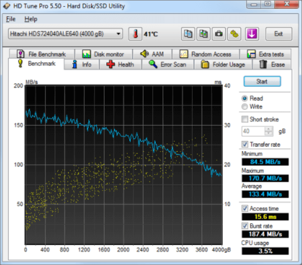 check hard disk health with hd tune