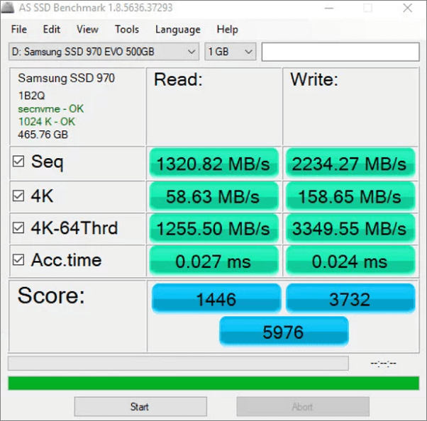 perform hard drive speed test with as ssd benchmark