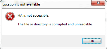 The file or directory is corrupted and unreadable error