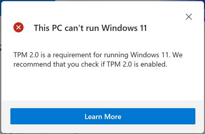 TPM 2.0 is required for Windows 11