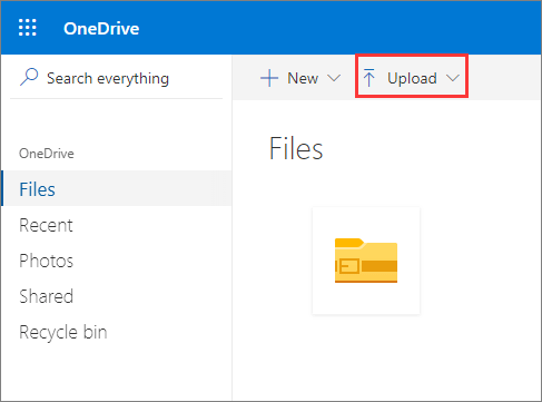 upload files in onedrive