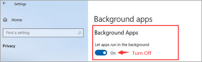 turn off all background apps - Windows 10