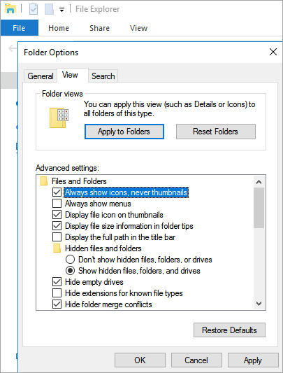 turn off thumbnails to fix file transfer stuck at 99%