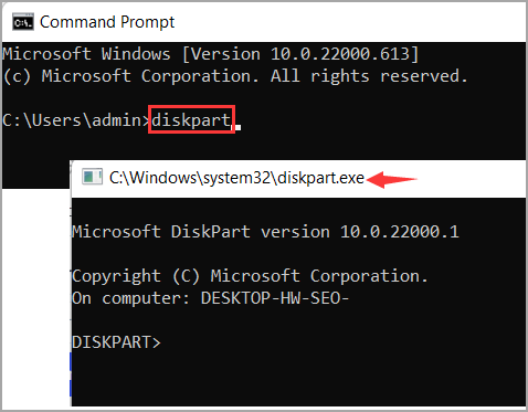 open diskpart from command prompt