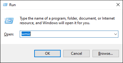 type wmic in command prompt