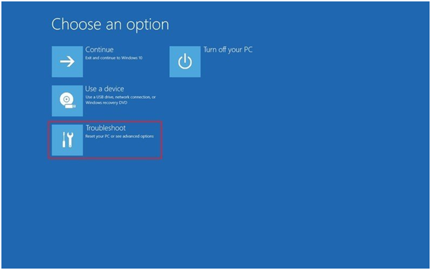 Choose Troubleshoot