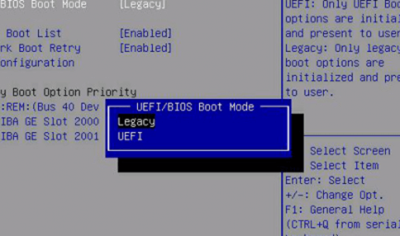 Set Legacy as the BIOS Boot Mode for MBR