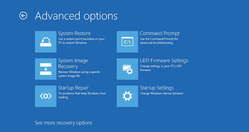 UEFI Firmware Settings Windows