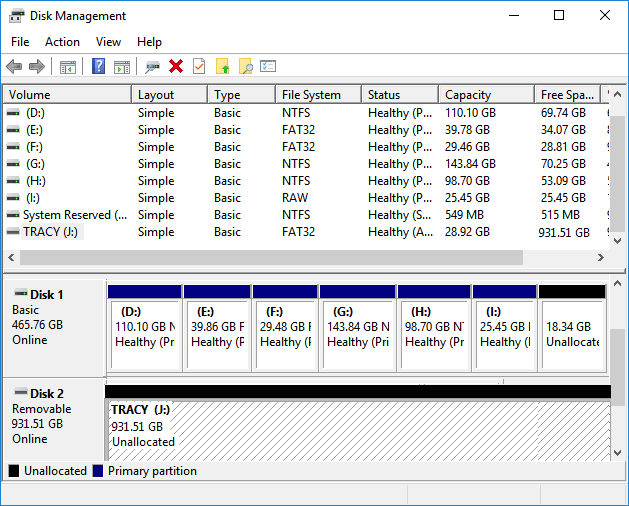 External hard drive shows as unalocated