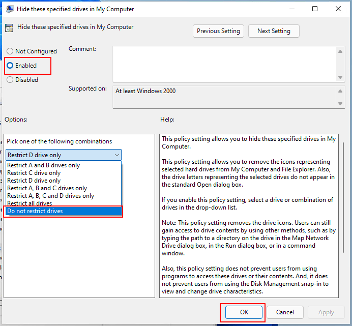 Unhide partition via file explorer settings