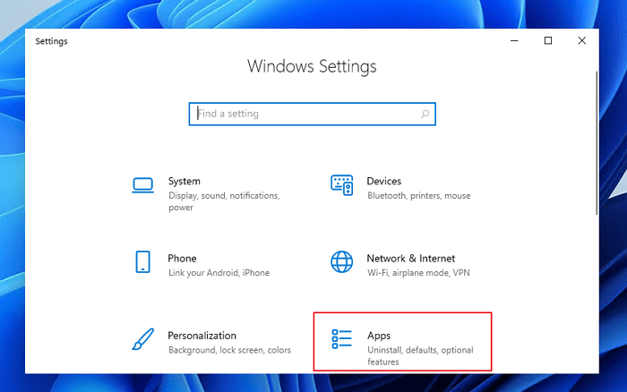 Open Settings on Windows 11