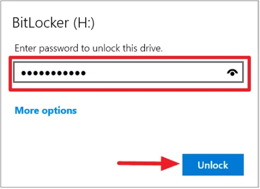 enter bitlocker password