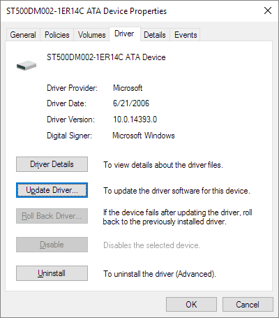 update sd card driver from device manager in windows 10