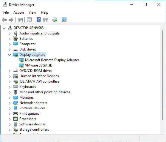 Open graphic driver in Device Manager