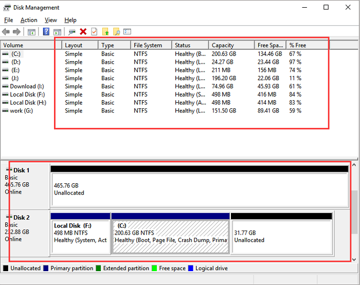 view partitions in disk management
