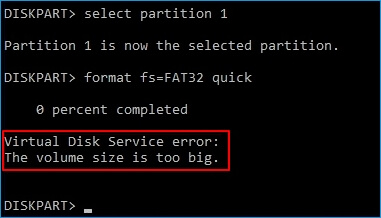 Virtual Disk Service Error: The volume size is too big